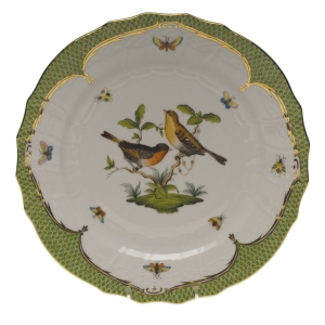 Herend Rothschild Bird Green Border Service Plate - Motif 09 11"D