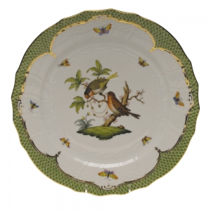 Herend Rothschild Bird Green Border Service Plate - Motif 10 11"D