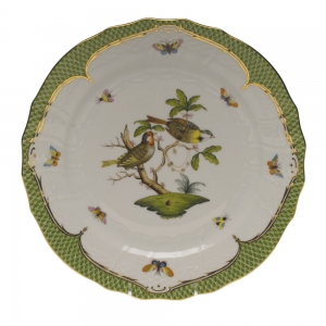 Herend Rothschild Bird Green Border Service Plate - Motif 11 11"D