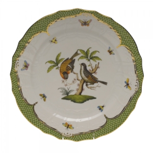 Herend Rothschild Bird Green Border Service Plate - Motif 12 11"D