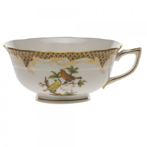 Herend Rothschild Bird Brown Border Tea Cup - Motif 06 (8 Oz)