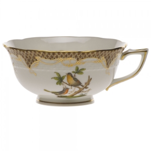 Herend Rothschild Bird Brown Border Tea Cup - Motif 08 (8 Oz)