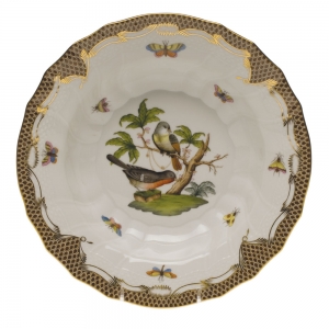 Herend Rothschild Bird Brown Border Rim Soup - Motif 02 9.5"D