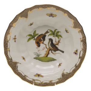 Herend Rothschild Bird Brown Border Rim Soup - Motif 12 9.5"D