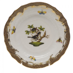 Herend Rothschild Bird Brown Border Bread & Butter Plate - Mo 01