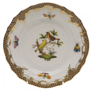 Herend Rothschild Bird Brown Border Bread & Butter Plate - Mo 06