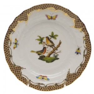 Herend Rothschild Bird Brown Border Bread & Butter Plate - Mo 08