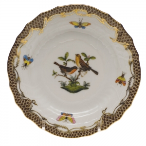 Herend Rothschild Bird Brown Border Bread & Butter Plate - Mo 09