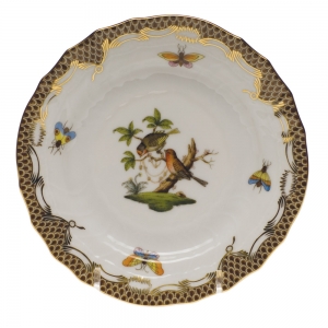 Herend Rothschild Bird Brown Border Bread & Butter Plate - Mo 10