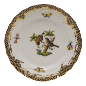 Herend Rothschild Bird Brown Border Bread & Butter Plate - Mo 12