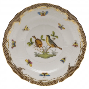 Herend Rothschild Bird Brown Border Salad Plate - Motif 07 7.5"D