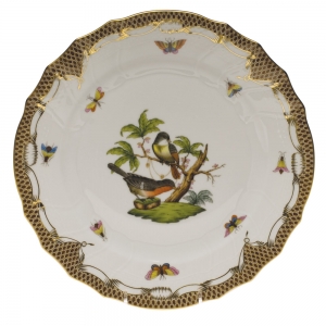 Herend Rothschild Bird Brown Border Dinner Plate - Motif 02 10.5"D