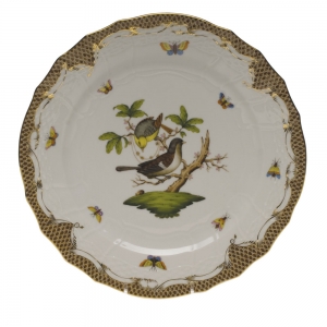 Herend Rothschild Bird Brown Border Service Plate - Motif 01 11"D