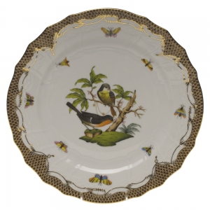 Herend Rothschild Bird Brown Border Service Plate - Motif 02 11"D