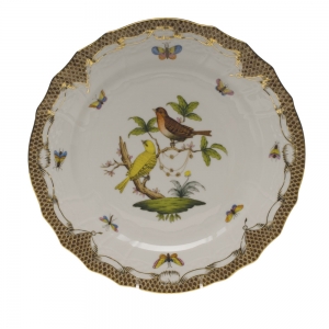 Herend Rothschild Bird Brown Border Service Plate - Motif 06 11"D