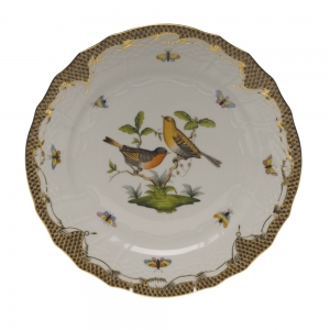Herend Rothschild Bird Brown Border Service Plate - Motif 09 11"D