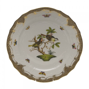 Herend Rothschild Bird Brown Border Service Plate - Motif 11 11"D