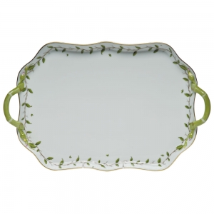 Herend Rothschild Garden Rectangular Tray W/Branch Handles