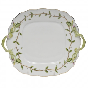 Herend Rothschild Garden Square Cake Plate W/Handles