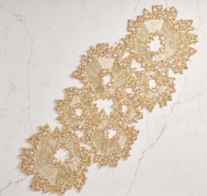 Kim Seybert Aurelia Table Runner Champagne + Gold