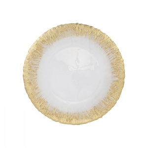Vietri Rufolo Glass Gold Brushstoke Dinner Plate - 11"