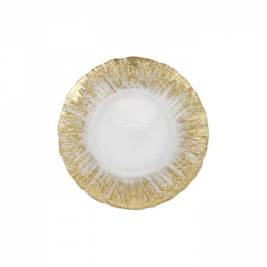 Vietri Rufolo Glass Gold Brushstroke Salad Plate - 8.5"