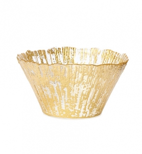 Vietri Rufolo Glass Gold Small Deep Bowl - 6.5"