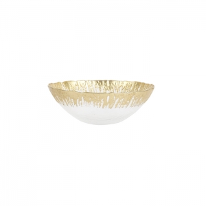 Vietri Rufolo Glass Gold Brushstroke Small Bowl - 6.5"