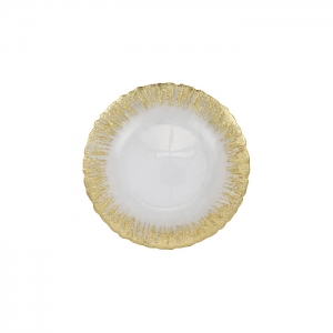 Vietri Rufolo Glass Gold Brushstroke Canape Plate - 6"