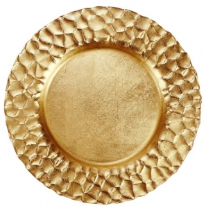 Vietri Rufolo Glass Gold Honeycomb Service Plate/Charger - 13"