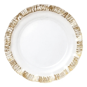 Vietri Rufolo Glass Gold Brushstroke Service Plate/Charger - 13"