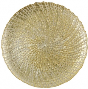 Vietri Rufolo Glass Gold Crocodile Service Plate/Charger- 12.75"