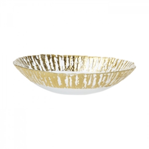 Vietri Rufolo Glass Gold Medium Oval Serving Bowl - 11"