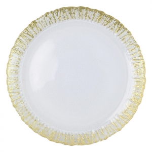 Vietri Rufolo Glass Gold Round Platter - 13.25"