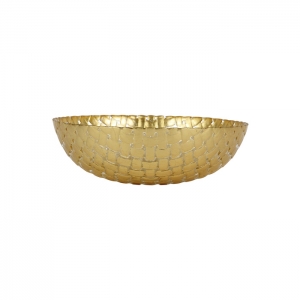 Vietri Rufolo Glass Gold Basketweave Small Serving Bowl - 8.5"