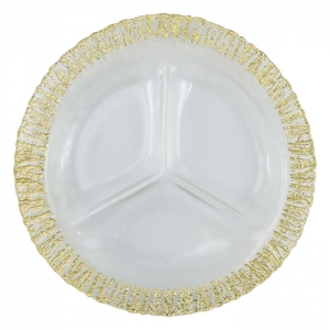 Vietri Rufolo Glass Gold Three-Part Server - 13.75"