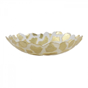 Vietri Rufolo Glass Gold Giraffe Medium Shallow Bowl - 13"