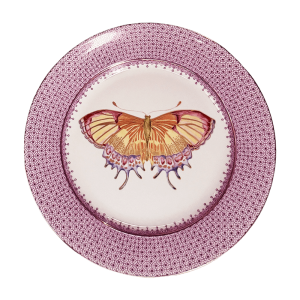 Mottahedeh Plum Lace Dessert Plate with Butterfly - 8.5"
