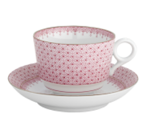 Mottahedeh Pink Lace Tea Cup & Saucer