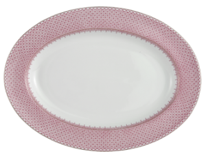 Mottahedeh Pink Lace Oval Platter - 14"