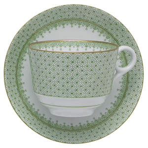 Mottahedeh Apple Green Lace Tea Cup & Saucer
