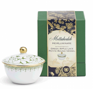 Mottahedeh Green Apple Lace Petite Round Candle Box