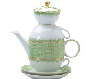 Mottahedeh Apple Green Lace Tea for Two - Apple Lace