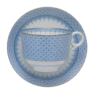 Mottahedeh Cornflower Blue Lace Tea Cup & Saucer