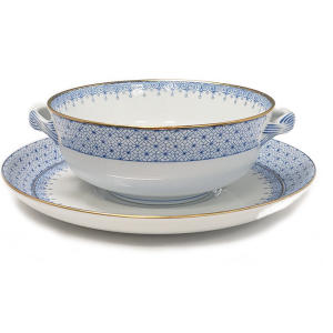 Mottahedeh Cornflower Lace Cream Soup/Saucer