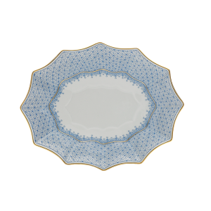 Mottahedeh Cornflower Blue Lace Medium Fluted Tray - 8.25"