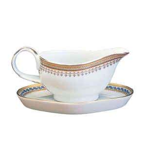Mottahedeh Chinoise Blue Gravy Boat & Stand