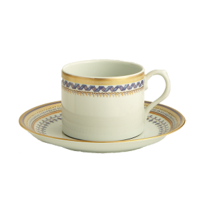 Mottahedeh Chinoise Blue Tea Cup & Saucer  - Can Shape