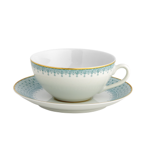 Mottahedeh Green Lace Coup Shape Cup & Saucer