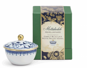 Mottahedeh Cobalt Blue Lace Petite Round Candle Box